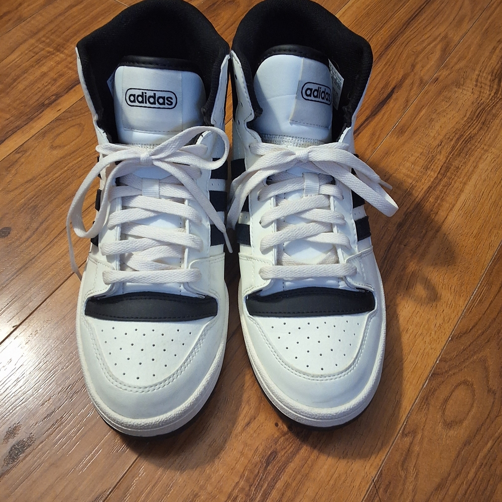 Adidas White and Black High-Top Sneakers